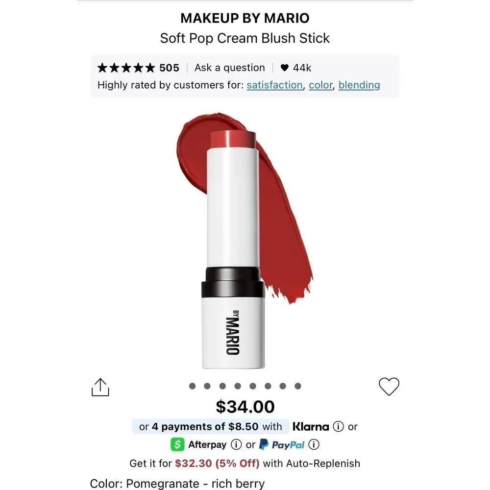 Makeup By Mario Soft Pop Blush Stick - Pomegrante